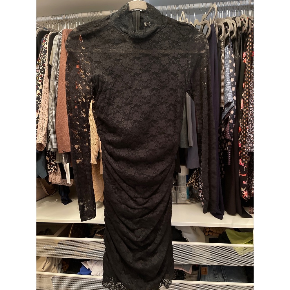 Lace Bodycon Dress with Slimming Ruching and Hidden Back Zipper